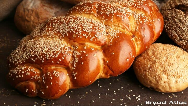 Challah bread with sesame topping.