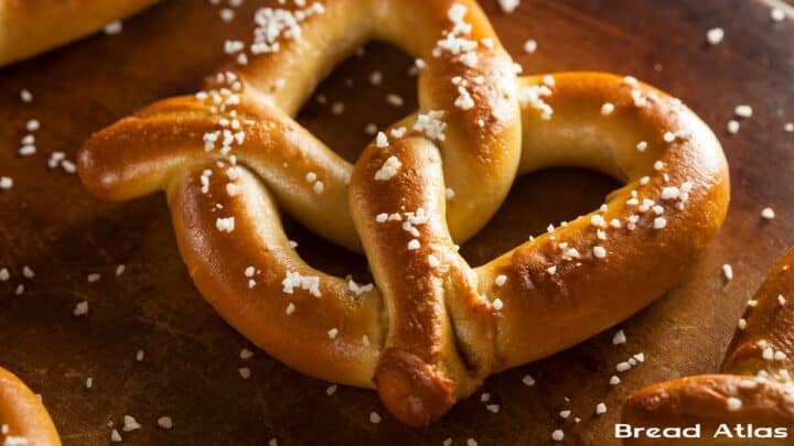 Close up of a pretzel.